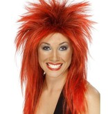 Diva rock pruik rood/zwart