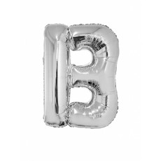 Folieballon zilver letter 'B' Groot