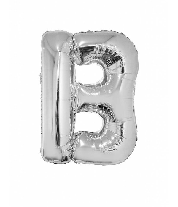 Folieballon zilver letter 'B' Groot