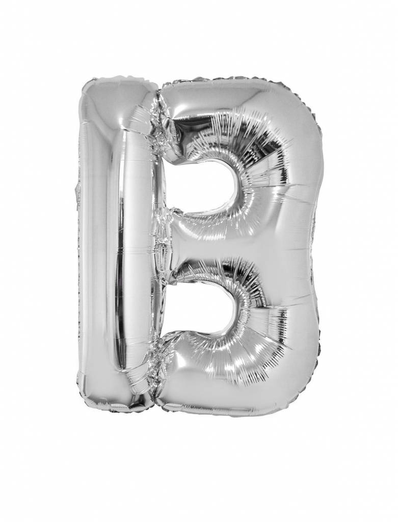 Folieballon zilver letter 'B' Groot