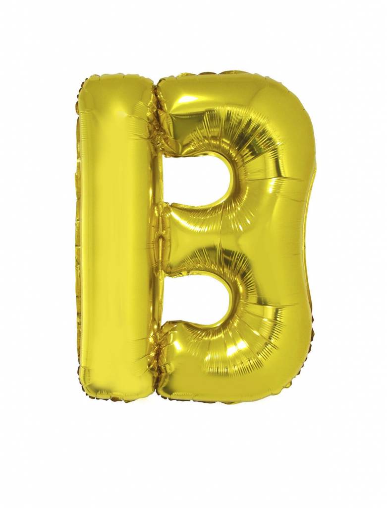 Folieballon goud letter &apos;B&apos; groot afbeelding
