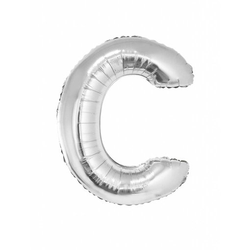 Folieballon zilver letter 'C' groot