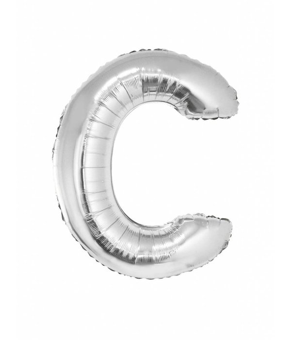 Folieballon zilver letter 'C' groot