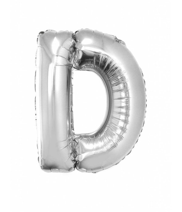 Folieballon zilver letter 'D' groot