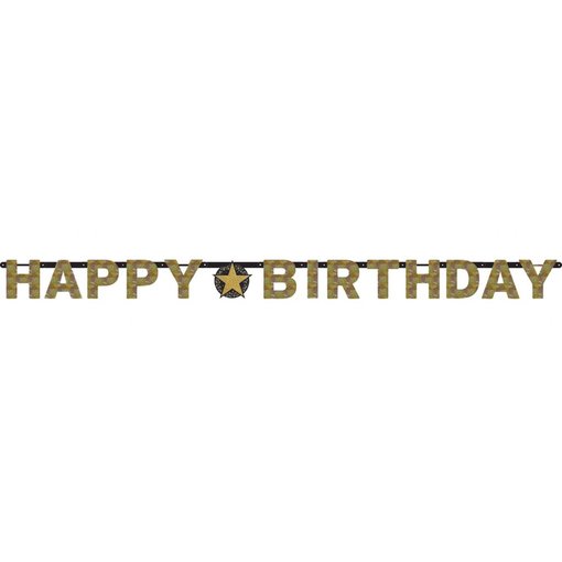 Happy Birthday letterslinger sparkling goud