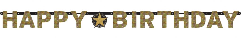 Happy Birthday letterslinger sparkling goud afbeelding