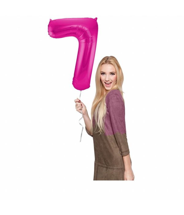 Magenta Cijferballon Cijfer 7 - 86 cm