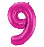 Magenta Cijferballon Cijfer 9 - 86 cm