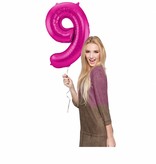 Magenta Cijferballon Cijfer 9 - 86 cm