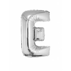 Folieballon Zilver Letter 'E' groot