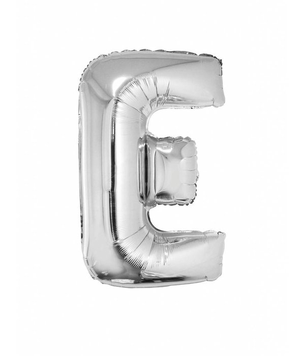 Folieballon Zilver Letter 'E' groot