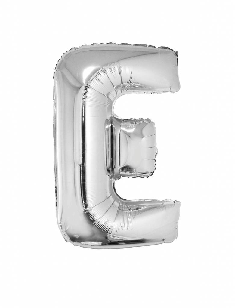 Folieballon Zilver Letter &apos;E&apos; groot afbeelding
