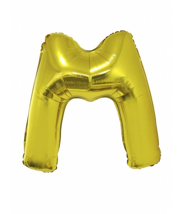 Gouden letter ballon 'M' groot