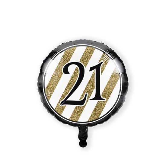 Folieballon &apos;21&apos; Black & Gold (46cm) afbeelding