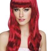 Pruik Chique robijnrood