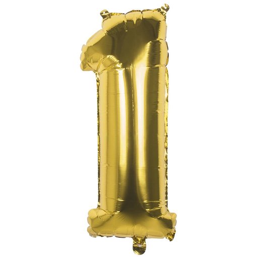 Cijfer ballon '1' folie goud 36cm