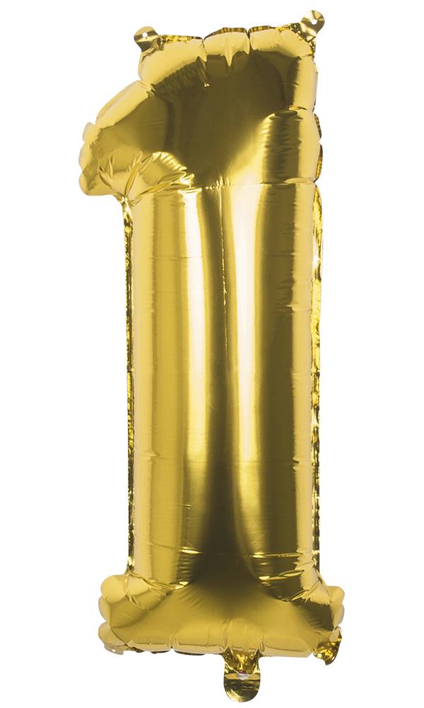 Einde rustig aan Lot Cijfer ballon '1' folie goud 36cm - Feestbazaar.nl