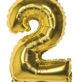 Folieballon cijfer 2 goud 36cm