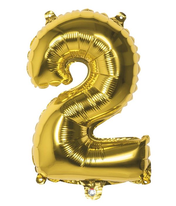 Folieballon cijfer 2 goud 36cm