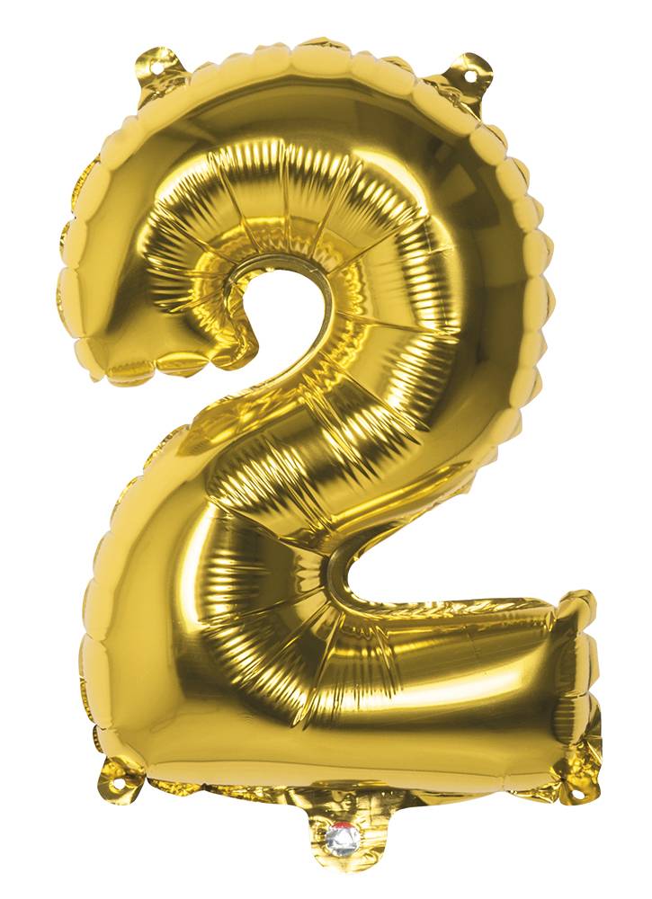 Folieballon cijfer 2 goud 36cm afbeelding