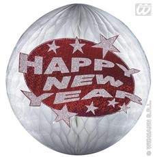 Happy new year papierdecoratie rood