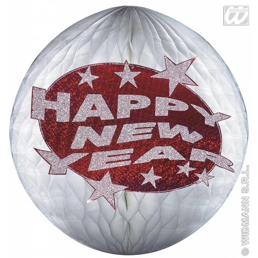 Happy new year papierdecoratie rood
