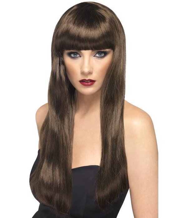 Party pruik pony bruin