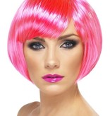 Glamour pruik bobline neon roze