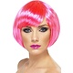 Glamour pruik bobline neon roze