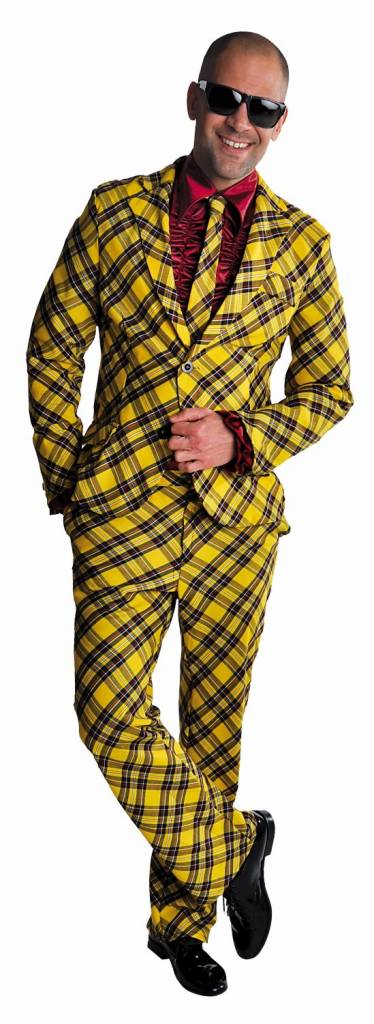 Magic By Freddy's - Feesten & Gelegenheden Kostuum - Tof Tafelkleed Kostuum Man - geel,zwart - XXL - Carnavalskleding - Verkleedkleding