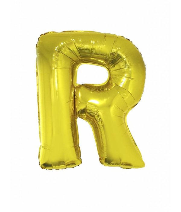 Folieballon goud letter 'R' groot
