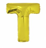 Folieballon Goud Letter 'T' groot