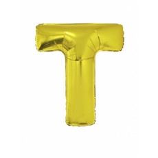 Folieballon Goud Letter 'T' groot