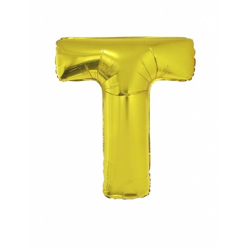 Folieballon Goud Letter 'T' groot