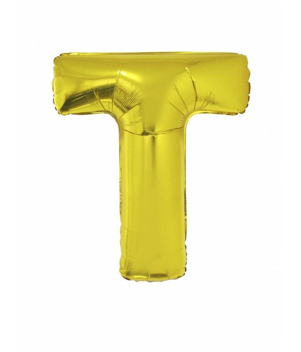 Folieballon Goud Letter 'T' groot