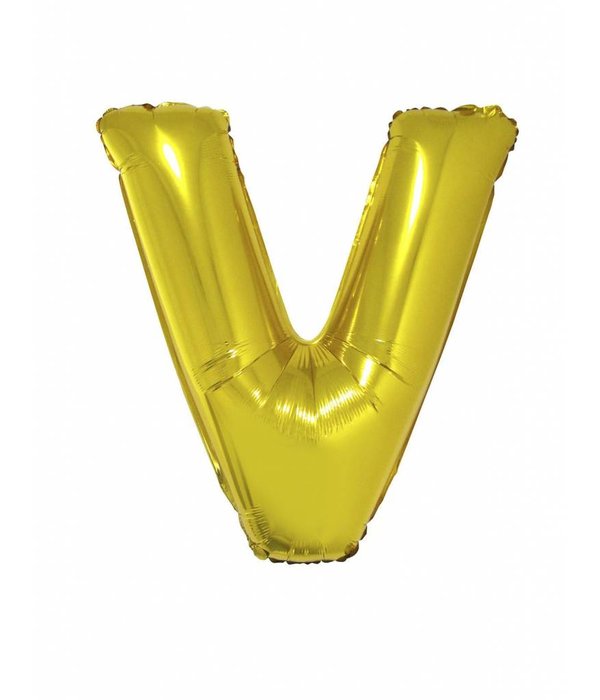 Folieballon Goud Letter 'V' groot