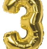 Folieballon Cijfer '3' Goud 36cm