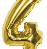 Folieballon Cijfer '4' Goud 36cm
