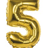Folieballon Cijfer '5' Goud 36cm
