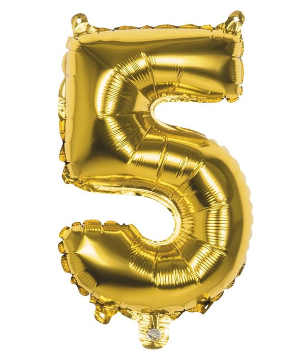 Folieballon Cijfer '5' Goud 36cm