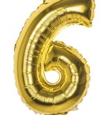 Folieballon Cijfer '6' Goud 36cm