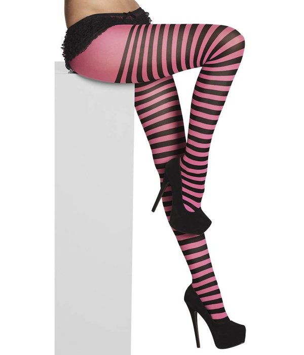 Panty roze/zwart gestreept