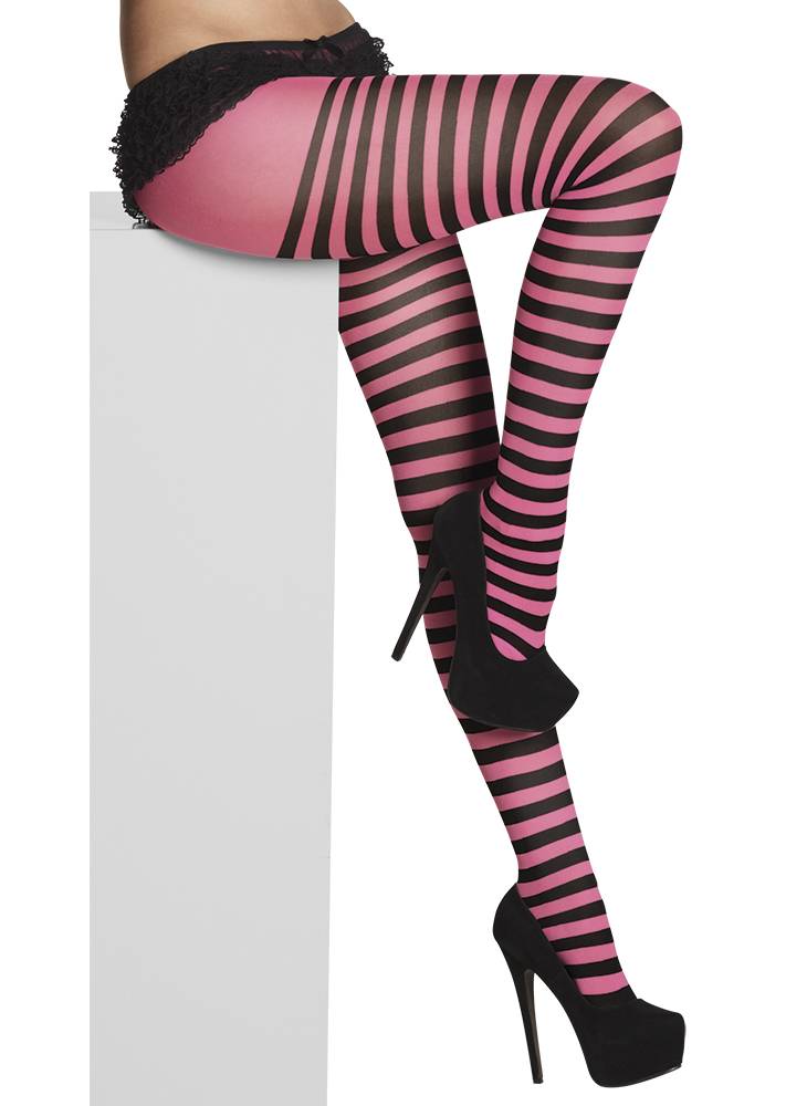 Panty roze/zwart gestreept