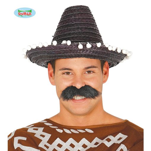 Mexicaanse sombrero zwart 33cm