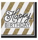 Servetten Happy Birthday Zwart/Goud