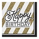 Servetten Happy Birthday Zwart/Goud