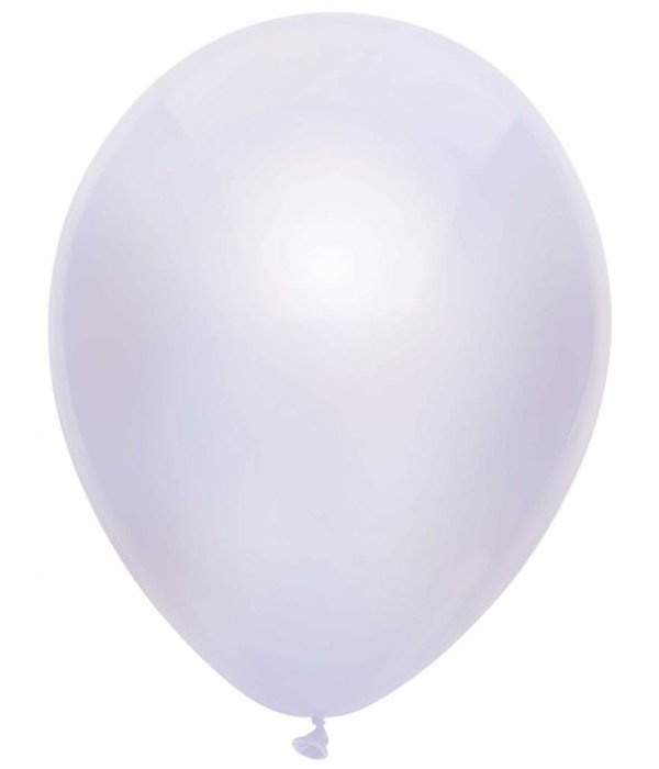 100 Metallic witte ballonnen 30cm