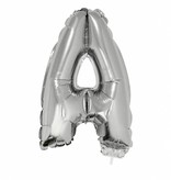 Folie Ballon Letter A Zilver met rietje
