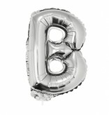 Folie Ballon Letter B Zilver met rietje