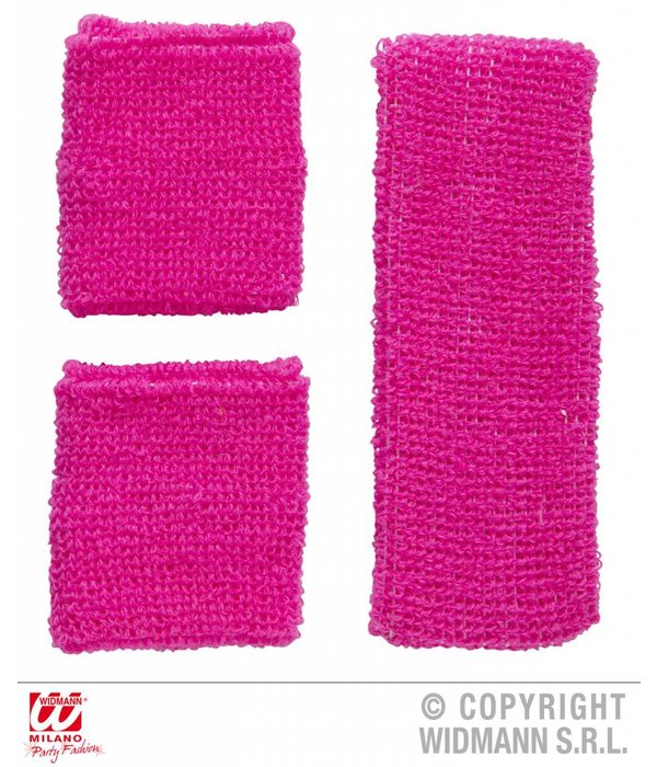 80's zweetband set neon roze